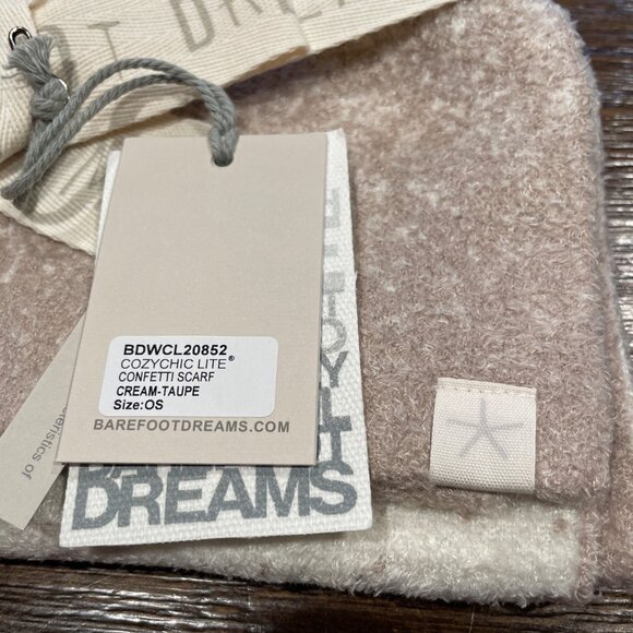 NWT Barefoot Dreams Confetti Scarf CozyChicLite Knit Cream-Taupe BDWCL20852 - Picture 2 of 8